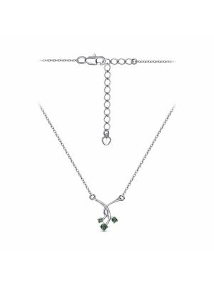 Колье бижутерия, покрытие - платинирование, вставка - искусственная шпинель