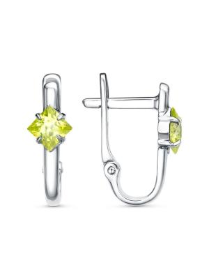 Серьги серебро 925 пробы, покрытие - платинирование, вставка - фианит (недрагоценный камень)