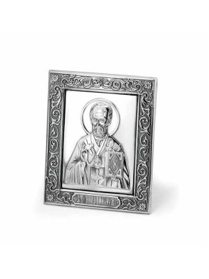 Икона "николай чудотворец" серебро 925 пробы, покрытие - оксидирование, без вставок