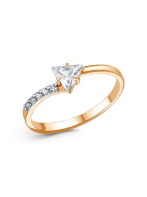 Кольцо серебро 925 пробы, покрытие - золочение, выборочное родирование, вставка - фианит (недрагоценный камень)