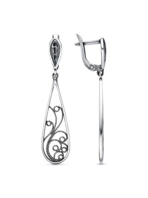 Серьги серебро 925 пробы, покрытие - оксидирование, без вставок