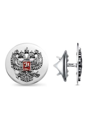 Значок серебро 925 пробы, покрытие - оксидирование, отделка - эмаль, без вставок