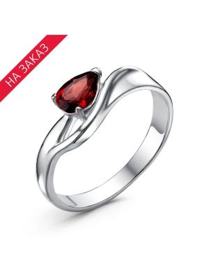 Кольцо серебро 925 пробы, покрытие - родирование, вставка - гранат (полудрагоценный камень)