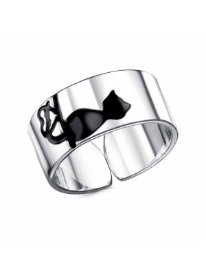 Кольцо серебро 925 пробы, покрытие - платинирование, отделка - эмаль, без вставок