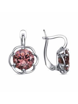 Серьги серебро 925 пробы, покрытие - платинирование, вставка - фианит (недрагоценный камень)