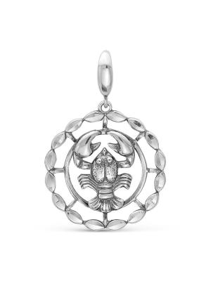 Подвеска "рак" серебро 925 пробы, покрытие - оксидирование, отделка - алмазная грань, без вставок
