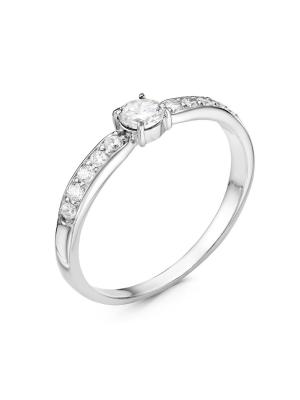 Кольцо серебро 925 пробы, покрытие - родирование, вставка - фианит (недрагоценный камень)