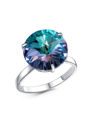 Кольцо бижутерия, покрытие - серебрение, вставка - стекло ювелирное preciosa