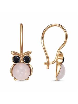 Серьги бижутерия, покрытие - золочение, вставка - искусственный агат белый, стекло ювелирное preciosa