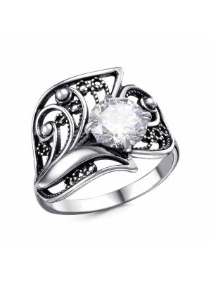 Кольцо бижутерия, покрытие - серебрение с оксидированием, вставка - фианит (недрагоценный камень)