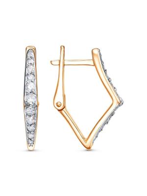 Серьги серебро 925 пробы, покрытие - золочение, выборочное родирование, вставка - фианит (недрагоценный камень)