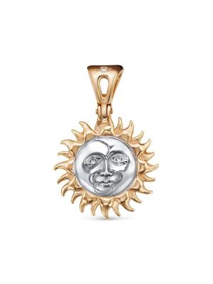 Подвеска серебро 925 пробы, покрытие - золочение, выборочное родирование, вставка - фианит (недрагоценный камень)