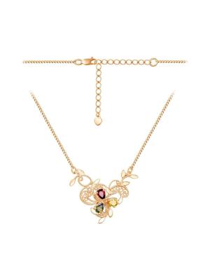 Колье бижутерия, покрытие - золочение, вставка - фианит (недрагоценный камень)