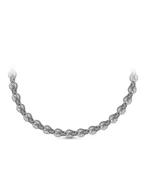 Колье бижутерия, покрытие - серебрение с оксидированием, без вставок