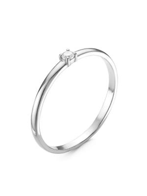 Кольцо серебро 925 пробы, покрытие - родирование, вставка - фианит (недрагоценный камень)