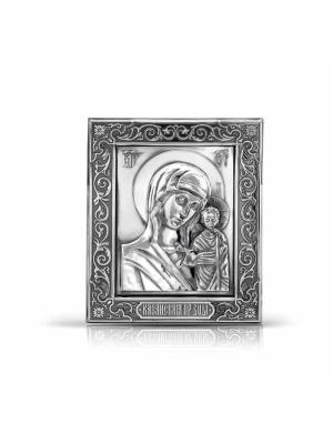 Икона "казанская божия матерь" серебро 925 пробы, покрытие - оксидирование, без вставок