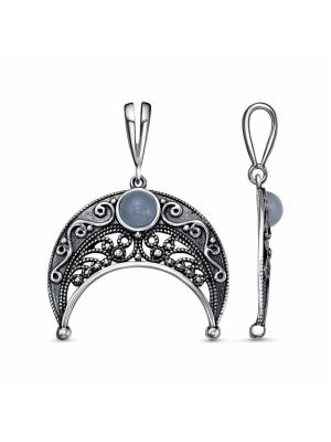 Подвеска бижутерия, покрытие - серебрение с оксидированием, вставка - стекло ювелирное собственной огранки