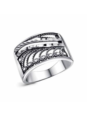 Кольцо бижутерия, покрытие - серебрение с оксидированием, отделка - алмазная грань, без вставок