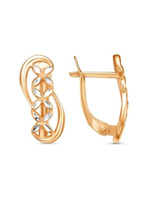 Серьги бижутерия, покрытие - золочение, отделка - алмазная грань, без вставок