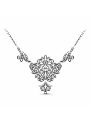 Колье серебро 925 пробы, покрытие - оксидирование, без вставок