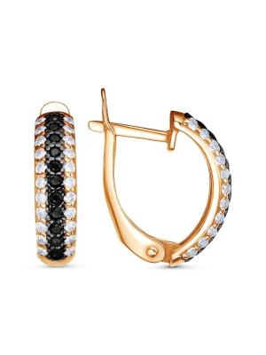 Серьги серебро 925 пробы, покрытие - золочение, выборочное родирование, вставка - фианит (недрагоценный камень)