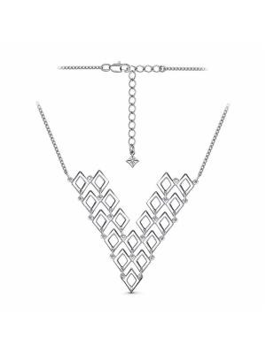 Колье бижутерия, покрытие - платинирование, без вставок