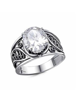 Кольцо бижутерия, покрытие - серебрение с оксидированием, вставка - фианит (недрагоценный камень)