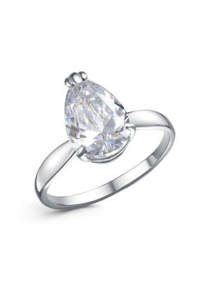 Кольцо бижутерия, покрытие - платинирование, вставка - фианит (недрагоценный камень)