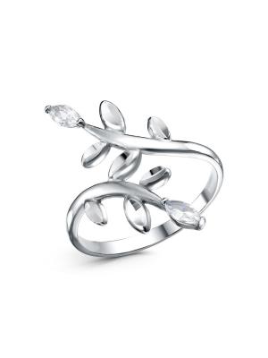 Кольцо серебро 925 пробы, покрытие - родирование, отделка - алмазная грань, вставка - фианит (недрагоценный камень)