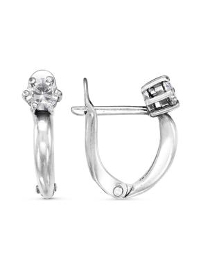 Серьги серебро 925 пробы, покрытие - родирование, вставка - фианит (недрагоценный камень)