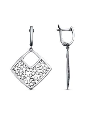 Серьги серебро 925 пробы, покрытие - оксидирование, без вставок