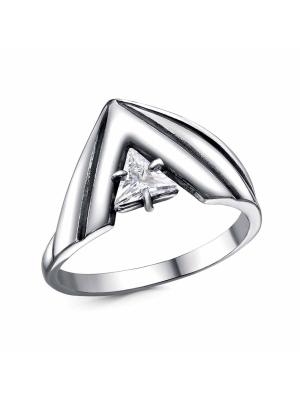 Кольцо бижутерия, покрытие - серебрение с оксидированием, вставка - фианит (недрагоценный камень)