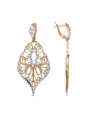 Серьги бижутерия, покрытие - золочение, отделка - алмазная грань, без вставок