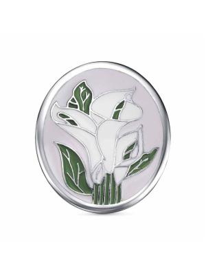 Брошь серебро 925 пробы, покрытие - платинирование, отделка - эмаль, без вставок