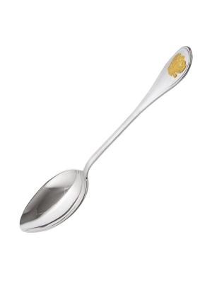 Ложка десертная "отечество" серебро 925 пробы, покрытие - выборочное золочение, без вставок
