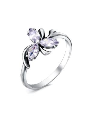 Кольцо бижутерия, покрытие - серебрение с оксидированием, вставка - фианит (недрагоценный камень)