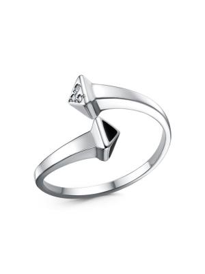 Кольцо бижутерия, покрытие - платинирование, отделка - эмаль, вставка - стекло ювелирное preciosa