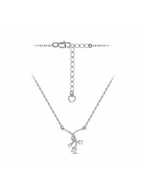 Колье серебро 925 пробы, покрытие - родирование, вставка - фианит (недрагоценный камень)