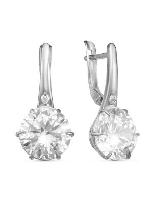 Серьги серебро 925 пробы, покрытие - родирование, вставка - фианит (недрагоценный камень)