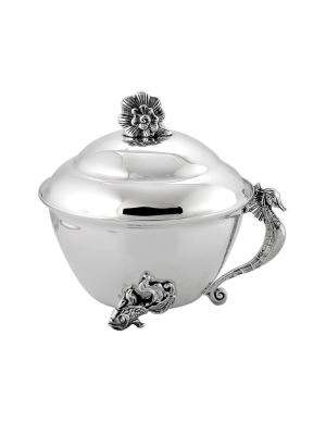 Икорница "морской конек" серебро 925 пробы, покрытие - оксидирование, без вставок