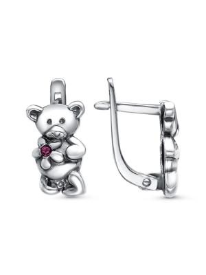 Серьги бижутерия, покрытие - серебрение с оксидированием, вставка - стекло ювелирное preciosa