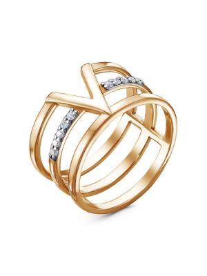 Кольцо серебро 925 пробы, покрытие - золочение, выборочное родирование, вставка - фианит (недрагоценный камень)