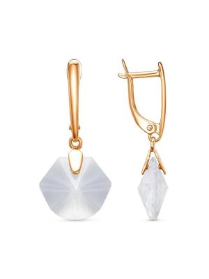 Серьги серебро 925 пробы, покрытие - золочение, вставка - стекло ювелирное собственной огранки