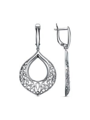 Серьги серебро 925 пробы, покрытие - оксидирование, без вставок