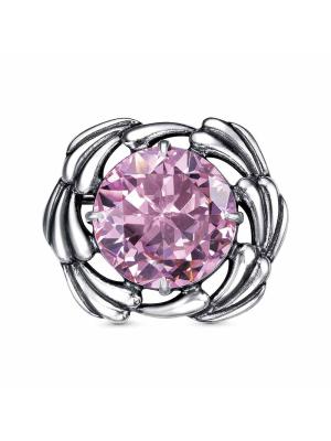 Брошь бижутерия, покрытие - серебрение с оксидированием, вставка - фианит (недрагоценный камень)