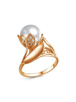 Кольцо бижутерия, покрытие - золочение, вставка - имитация жемчуга