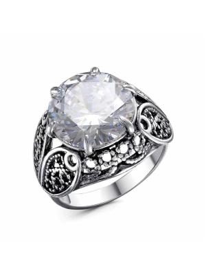 Кольцо серебро 925 пробы, покрытие - оксидирование, вставка - фианит (недрагоценный камень)