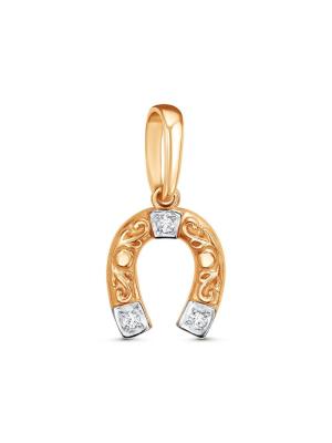 Подвеска серебро 925 пробы, покрытие - золочение, выборочное родирование, вставка - фианит (недрагоценный камень)