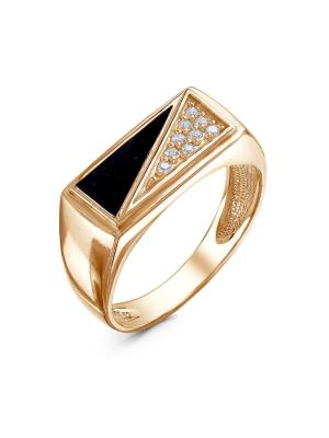 Кольцо серебро 925 пробы, покрытие - золочение, отделка - эмаль, вставка - фианит (недрагоценный камень)