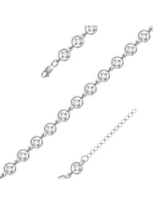 Браслет серебро 925 пробы, покрытие - платинирование, вставка - фианит (недрагоценный камень)